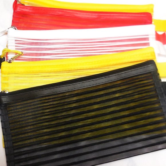 Cosmetic Pouch set of 5 travel makeup toiletry bag see-through 9" x 4.5" - Picture 2 of 7